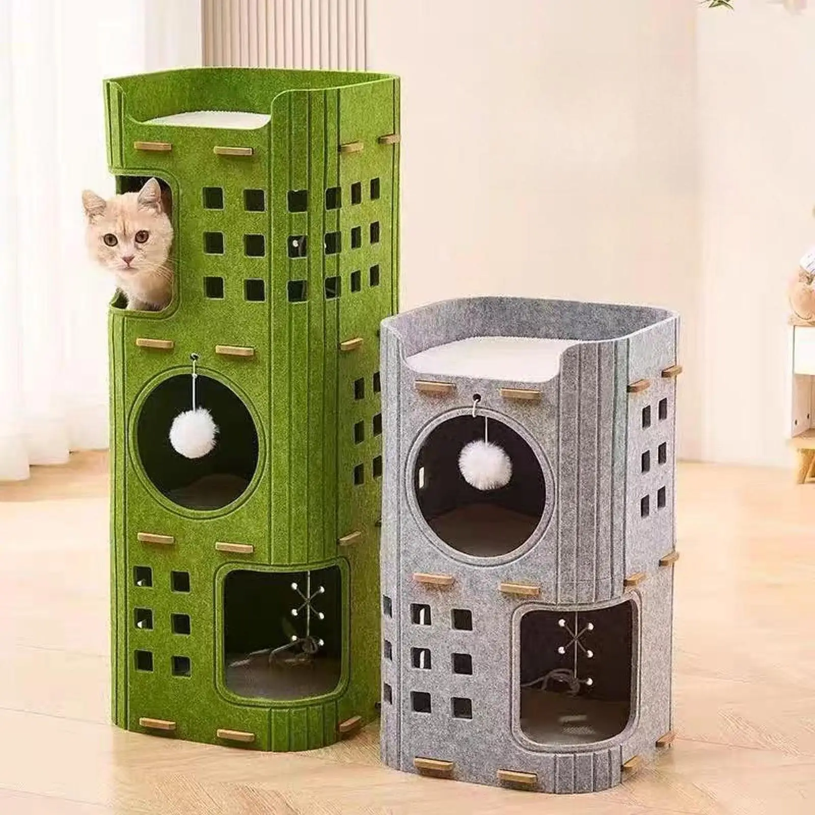 2/3 Layer Cat House Bed Cave Hideaway Scratch Resistant Hut Tree for Pet Kitten Household Supplies 1005009438524238