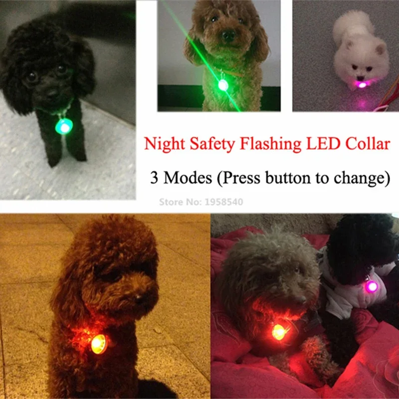 Flashing Glowing Dog Collar LED Night Safety Pet Accessories for Cats Dogs with Decorative Pendant 1005009439921840