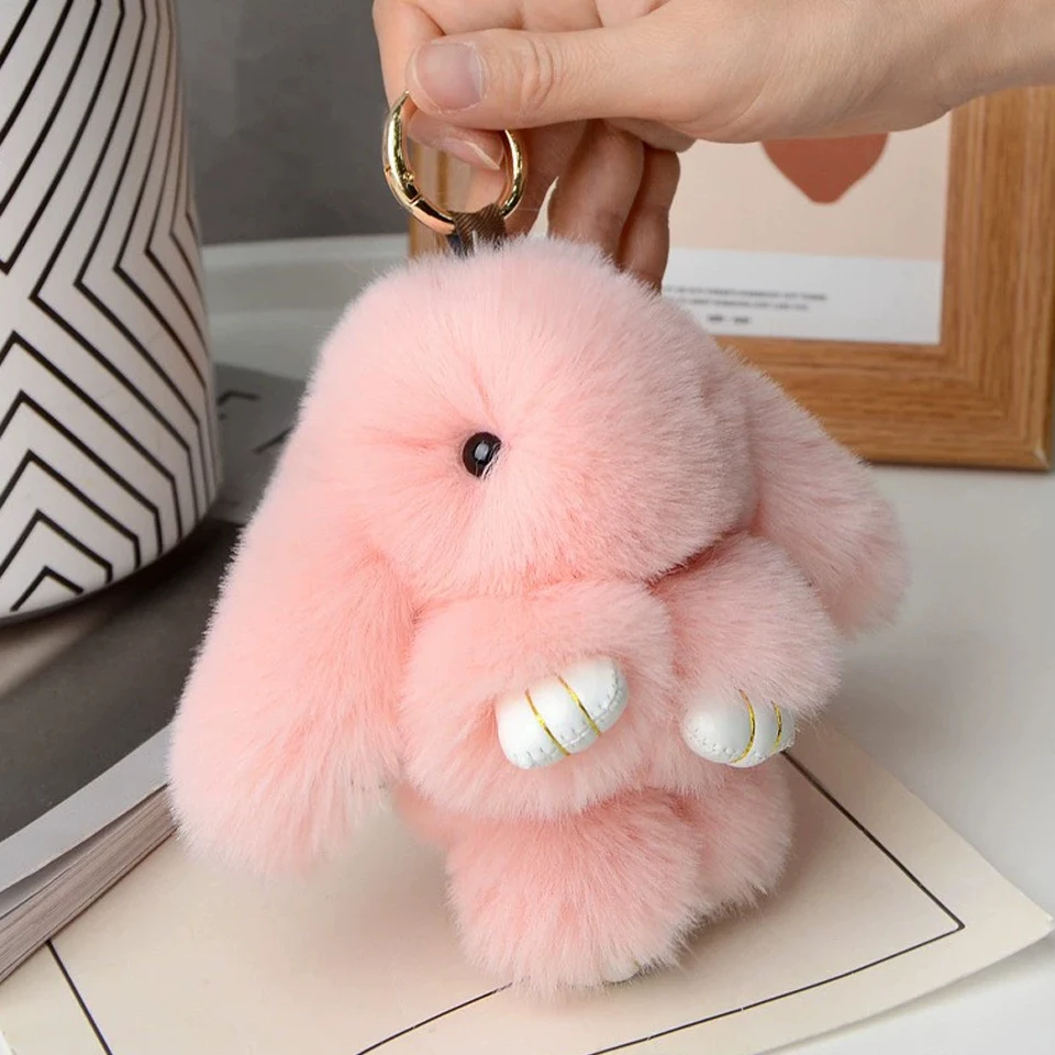 Women's Rabbit Fur Keychain Bag Car Pendant Jewelry Decoration Fashionable Accessory for Bags (15cm) 1005009461845293