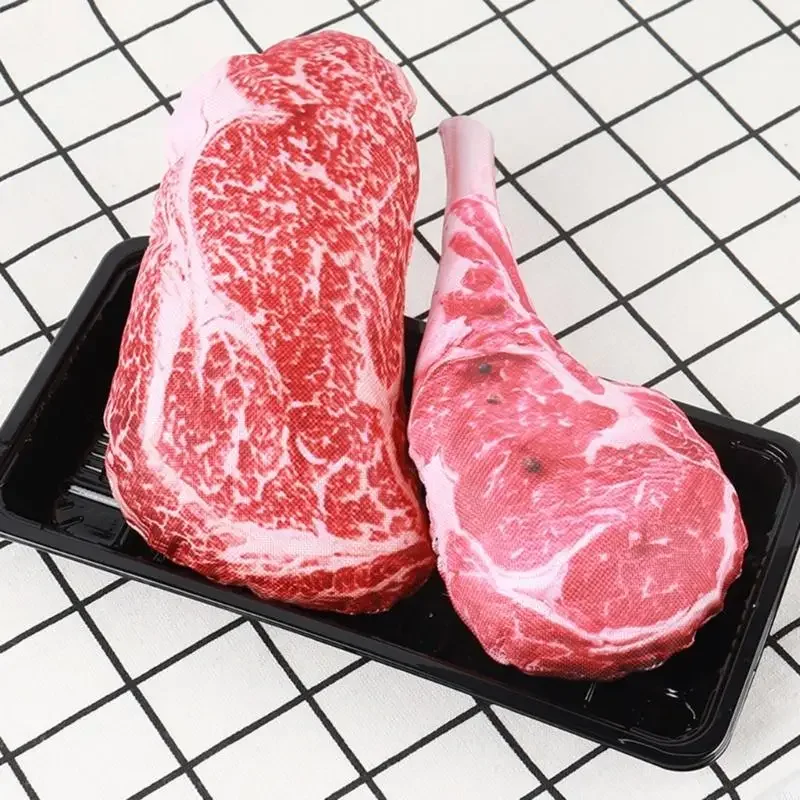 Interactive Stuffed Dog Chew Toy for Small and Medium Dogs Squeak Toy Realistic Steak Shape 1005009472640222