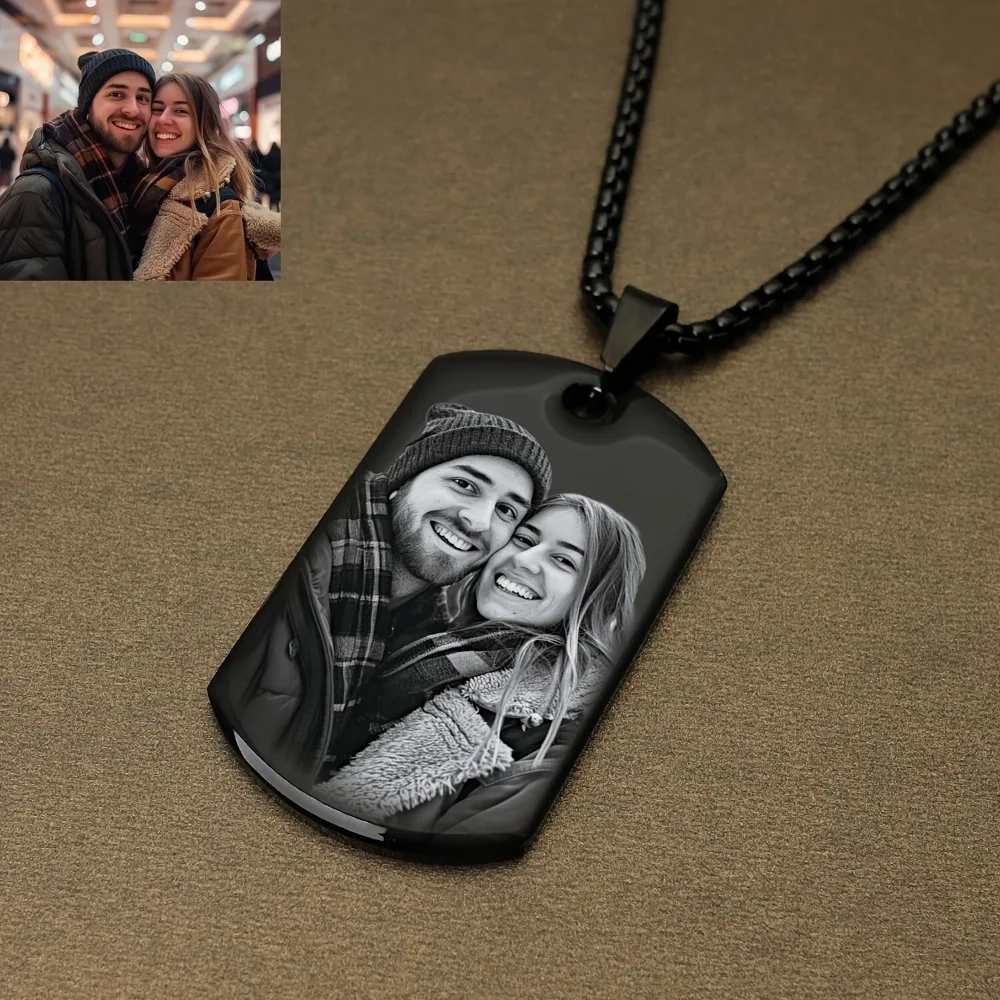 Custom Laser Engraved Dog Tag Necklace Keychain Personalized Photo Text Retro Bohemian Style (1PC) 1005009477524733