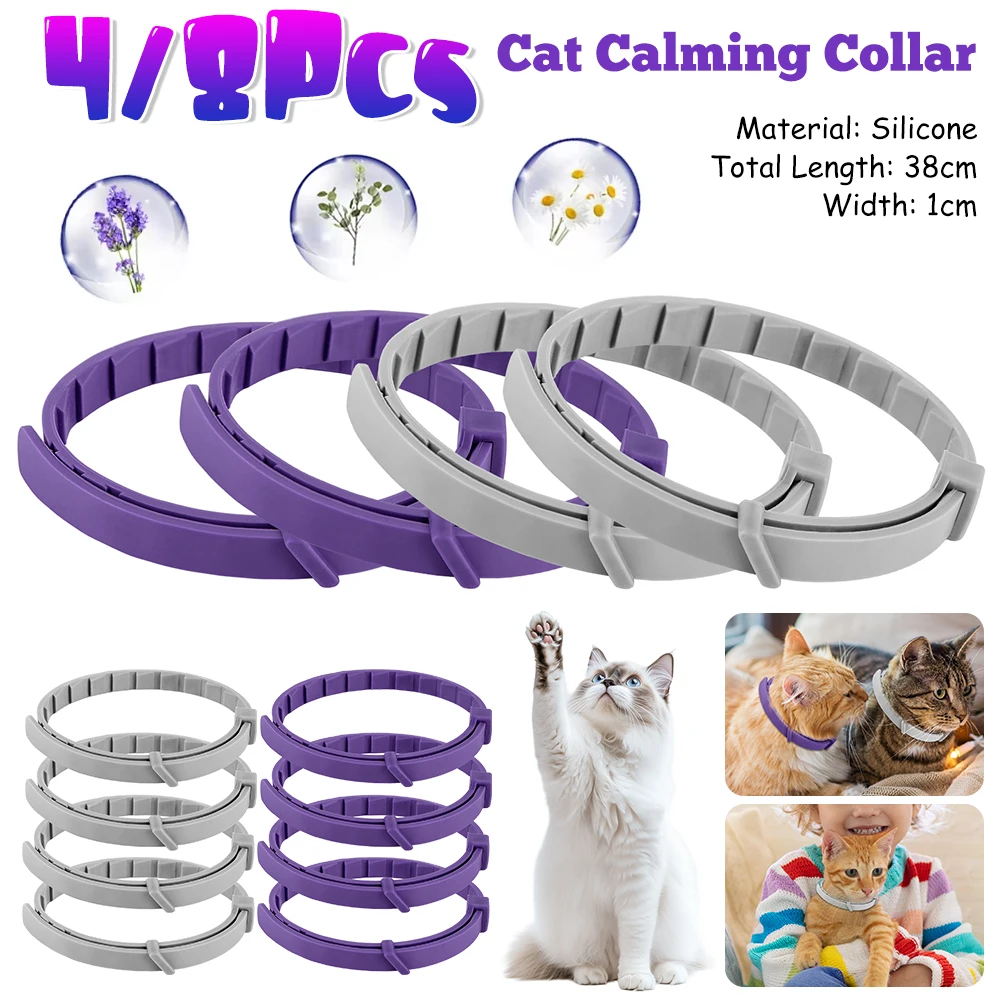 4/8PCS Dogs Calming Pheromone Collars Cats Relieve Anxiety Adjustable Comfortable Collar for Puppy 1005009489409496