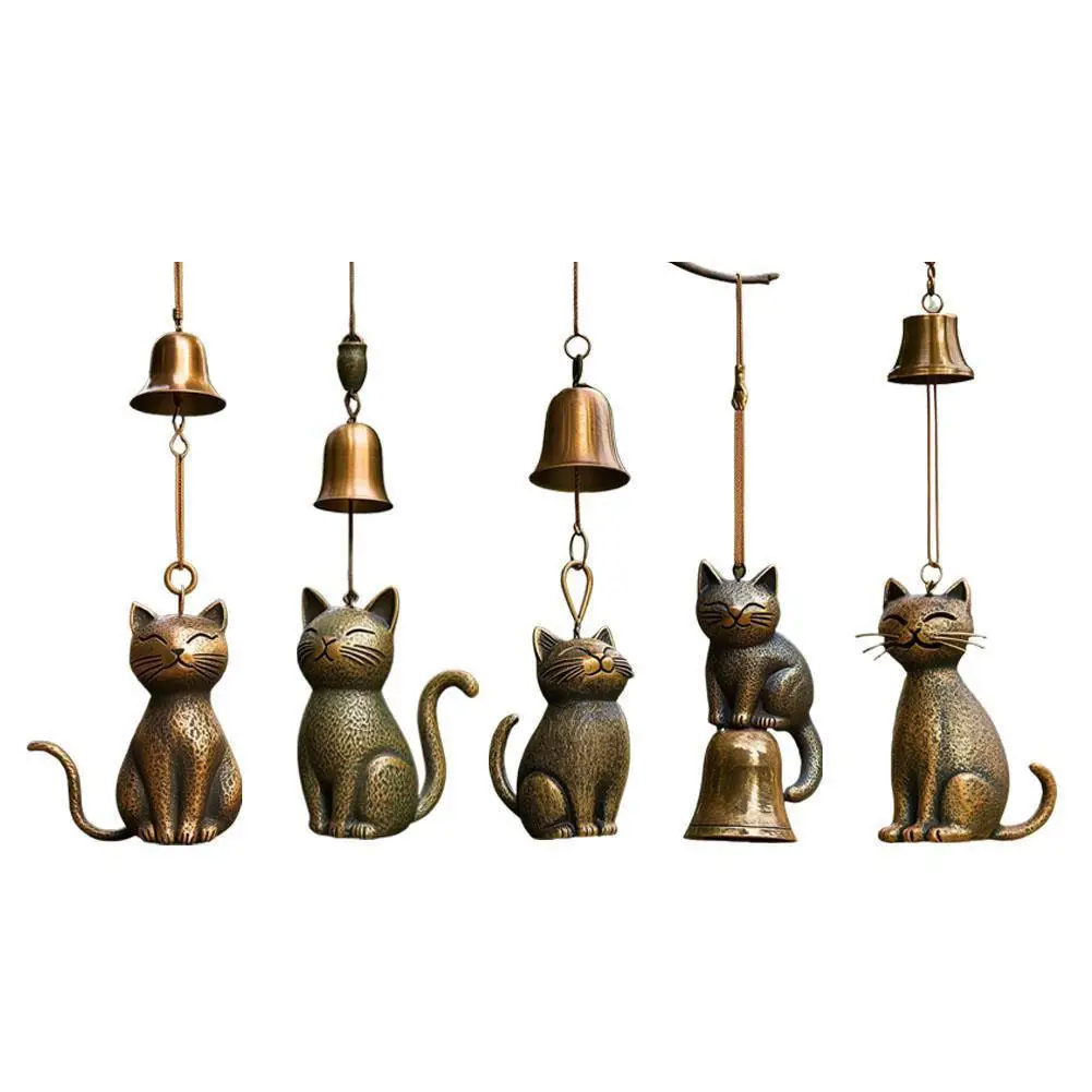 New Handmade Kitten Wind Chimes Garden Yard Door Cat Windchime Decorations Rustproof Metal 1005009490641372