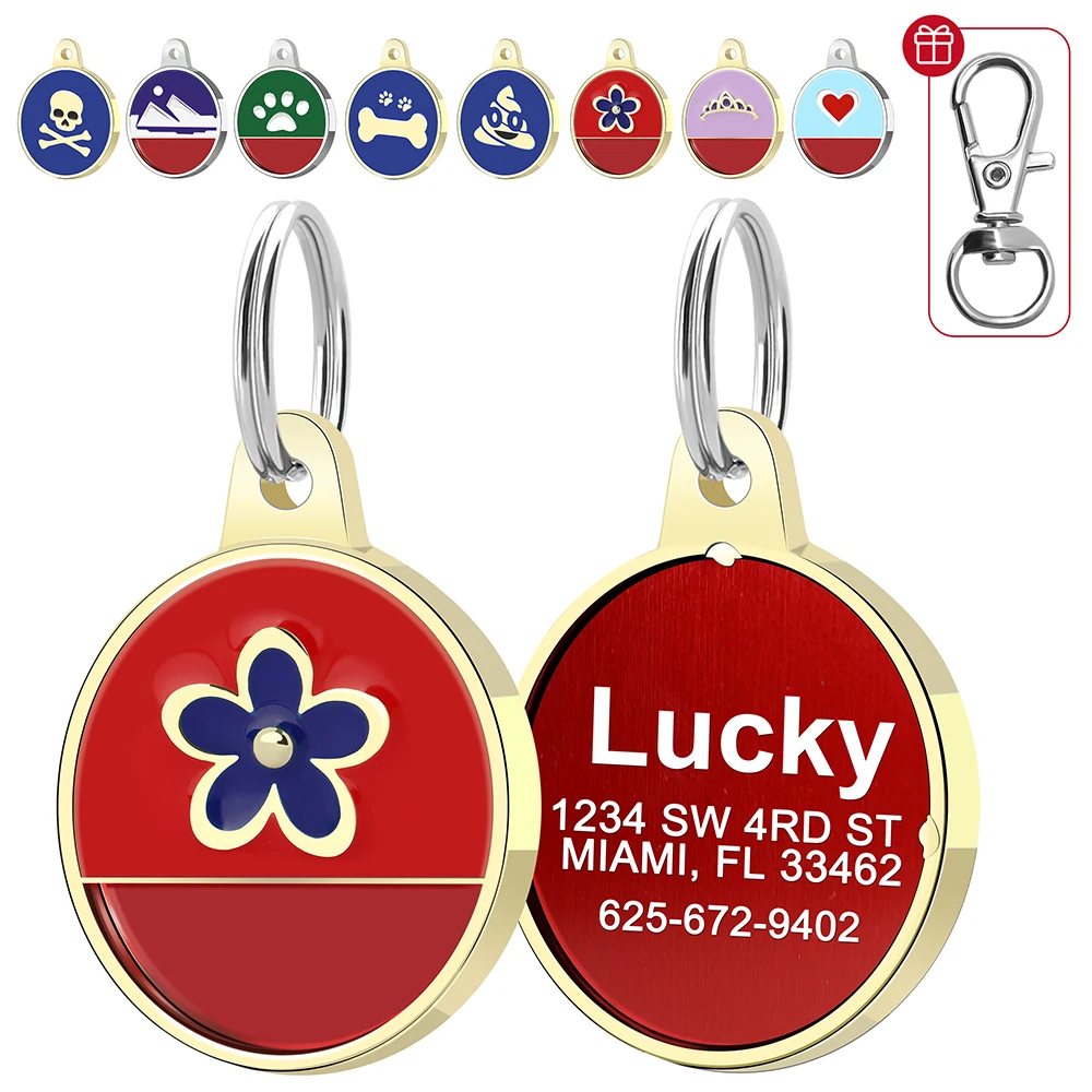Metal Dog ID Tag Personalized Dogs Name Tags Custom Engraved Anti-Lost Nameplate for Small Medium 1005009495967731