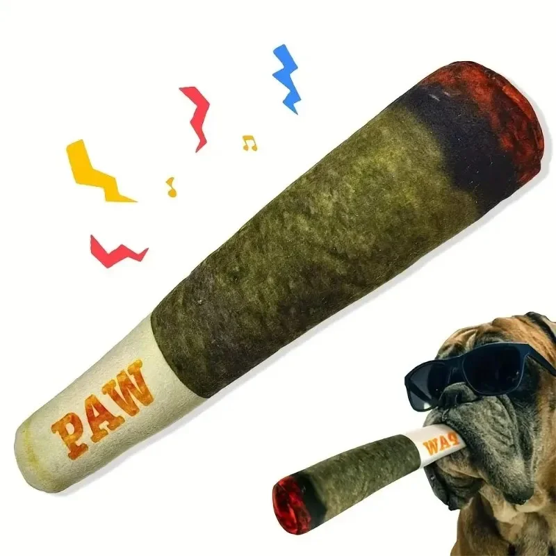 Dog Joint Toys Funny Interactive Dog Cigar Design Plush Squeaky Pet Toys Grinding Teeth Creative 1005009500031384