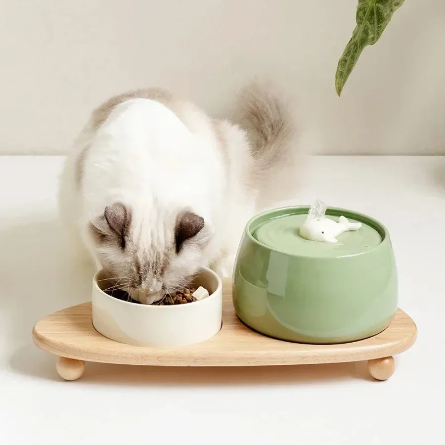 Ceramic Water Fountain Cat Charging Pet Water Feeders Dogs Automatic Circulating Filtration Flow 1005009515397949