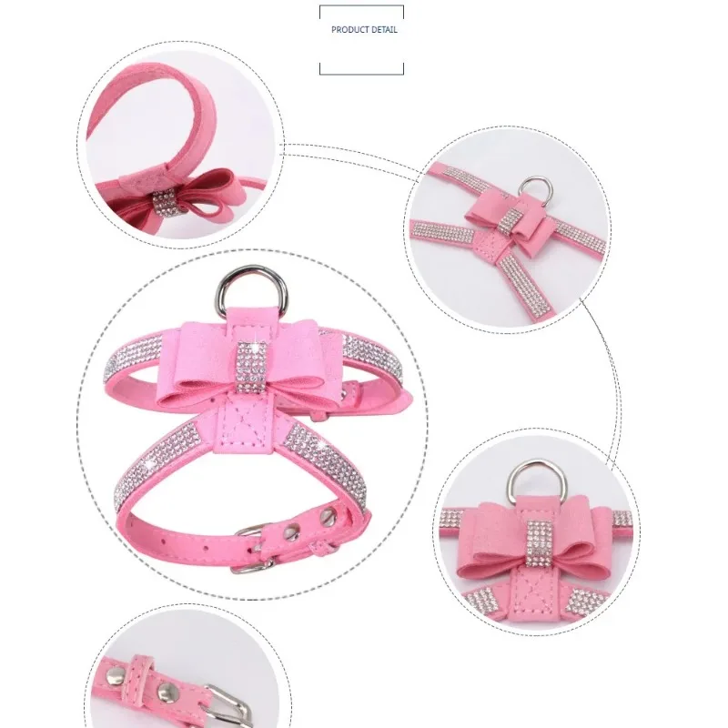 Pet Cat Dog Puppy Velvet Leather Vest Harness with Rhinestone Bling Blink Butterfly Bow Fashion Pet 1005009554660378