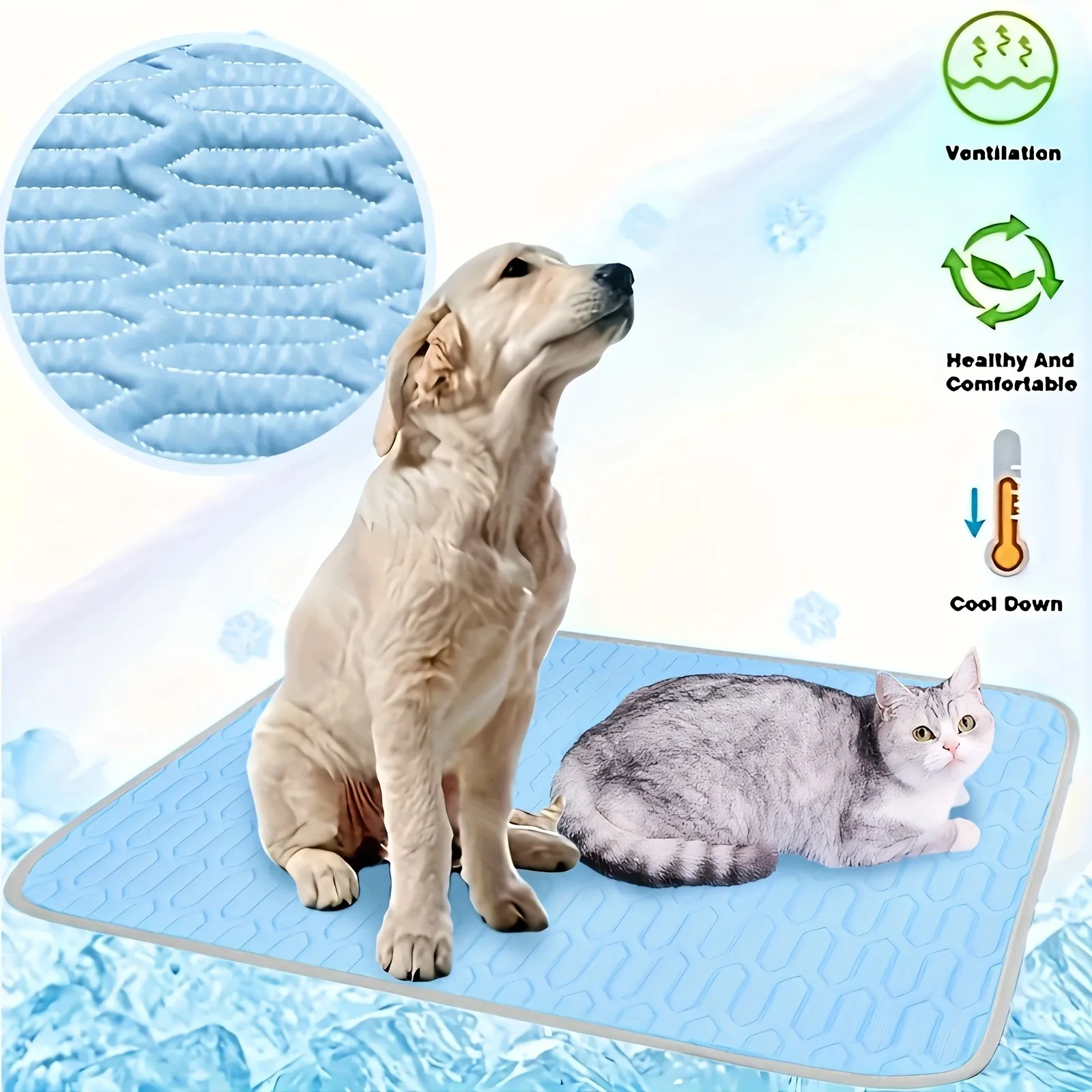 Upgraded Dog Cooling Mat, Breathable Polyester for Summer, Keeps Pets Cool & Comfy, Easy-Clean 1005009571576301