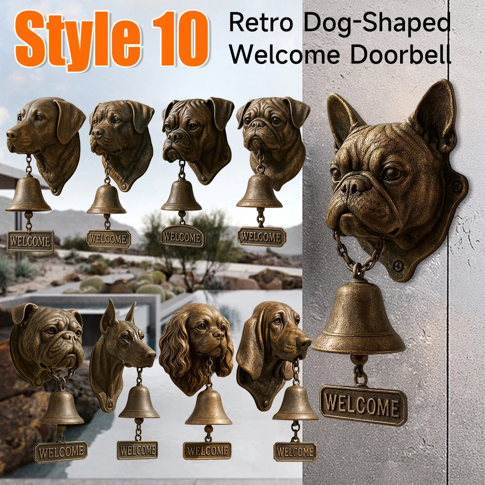 Wall-Mounted Retro Pug Decorative Doorbell Vintage Dog Welcome Door Bell Chime Bell Puppy Head 1005009606898730