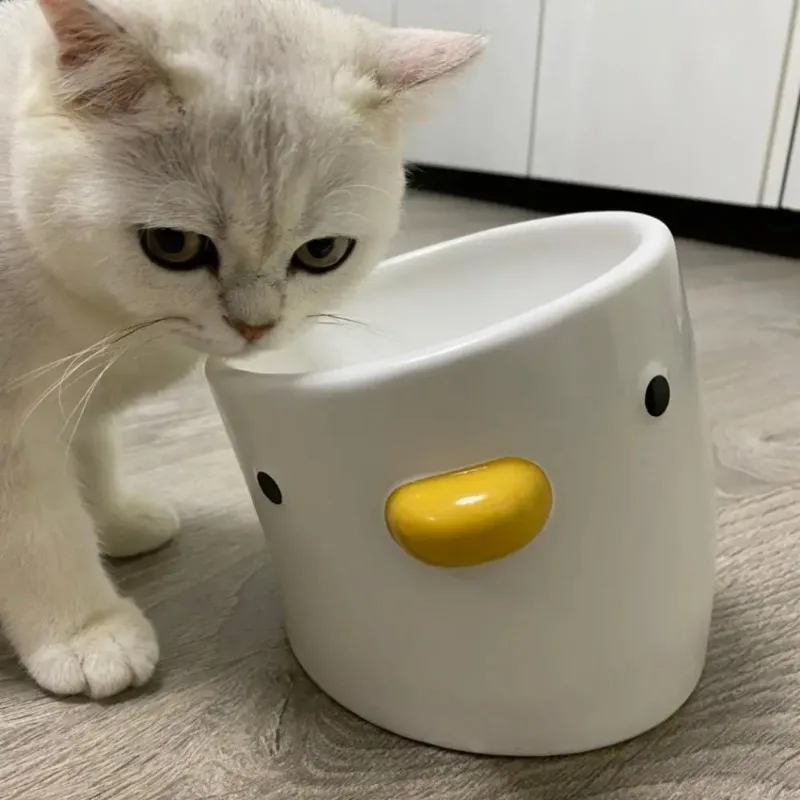 Cute Chick Design Ceramic Pet Cat Dog Bow Drinking Bowls for Small Puppy Dogs Adult Cats Feeding 1005009613217353