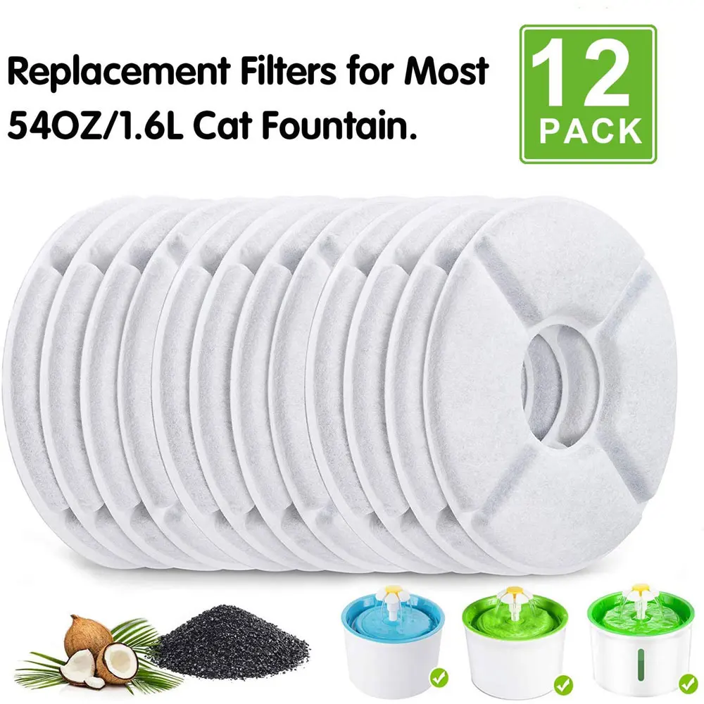 6/12Pcs Cat Water Fountain Activated Carbon Replacement Filter for 1.6L Automatic Pet 1005009646437158