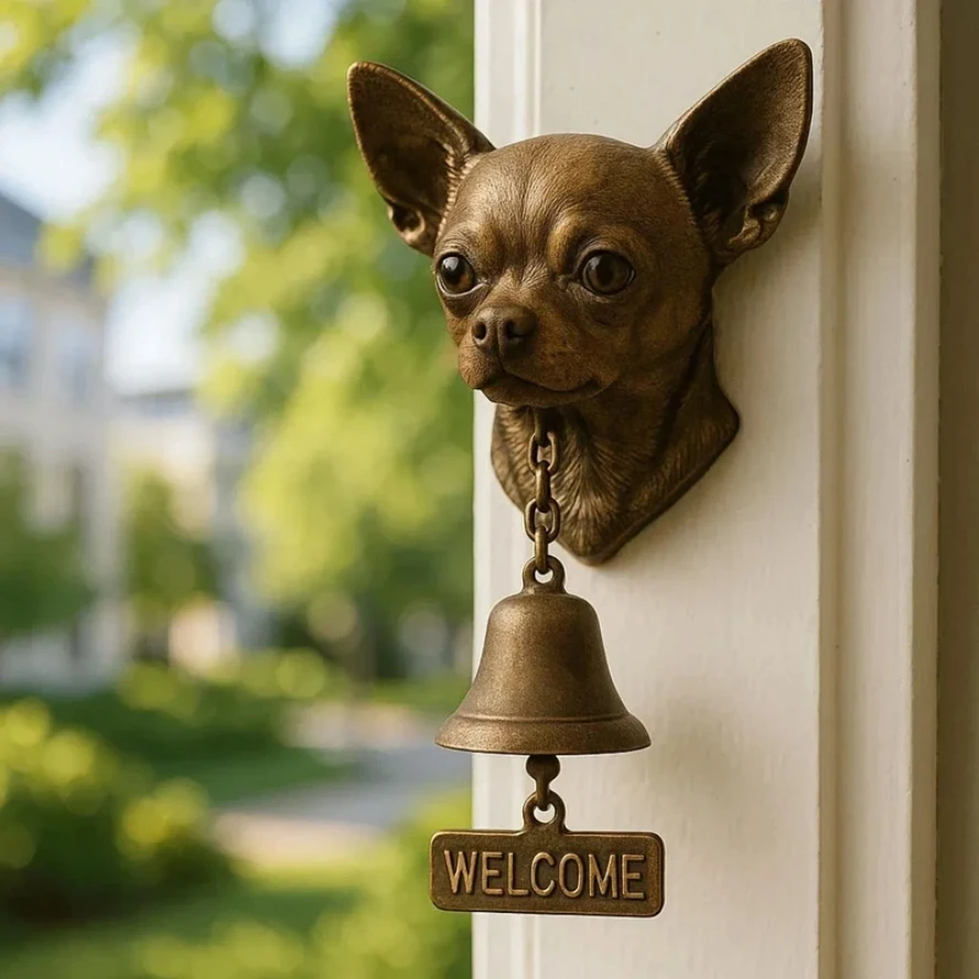 New Dog Welcome Doorbell Vintage Bulldog Dobermann Bell Metal Shopkeeper Doorbell for Home 1005009651954608