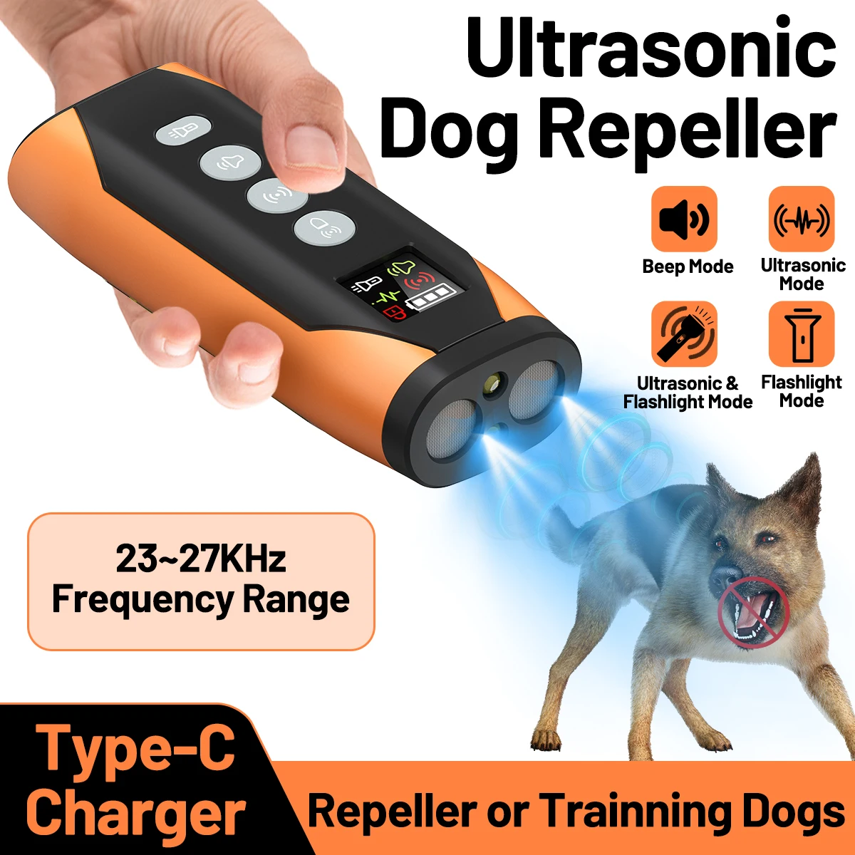 Dog Repeller Ultrasonic Dog Training Device Stop Anti Barking Handheld Portable 4in1 Beep 1005009667445287