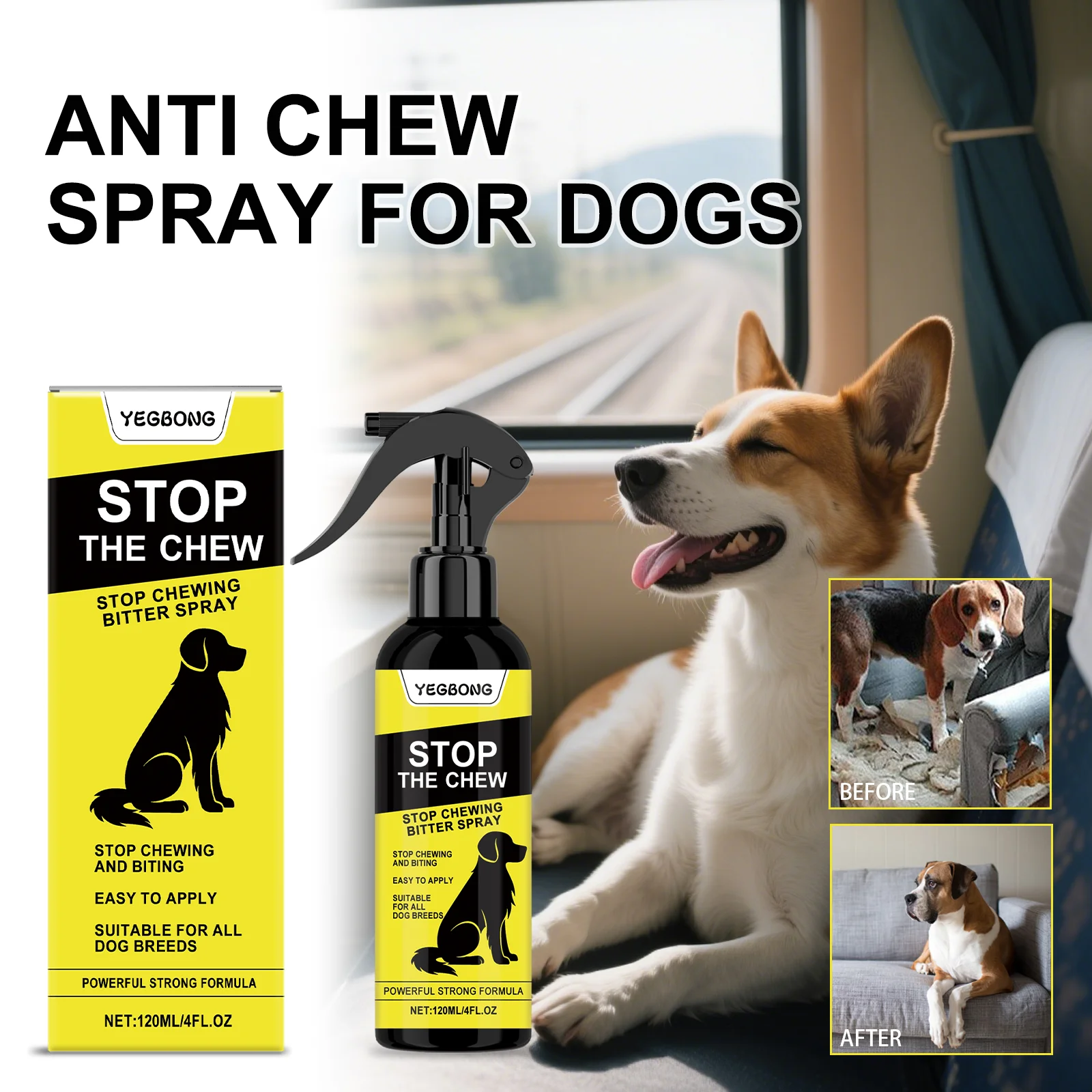 Anti Chew Spray for Dogs 120ml Training Aid to Discourage Biting Scratching Safe Deterrent 1005009676462168