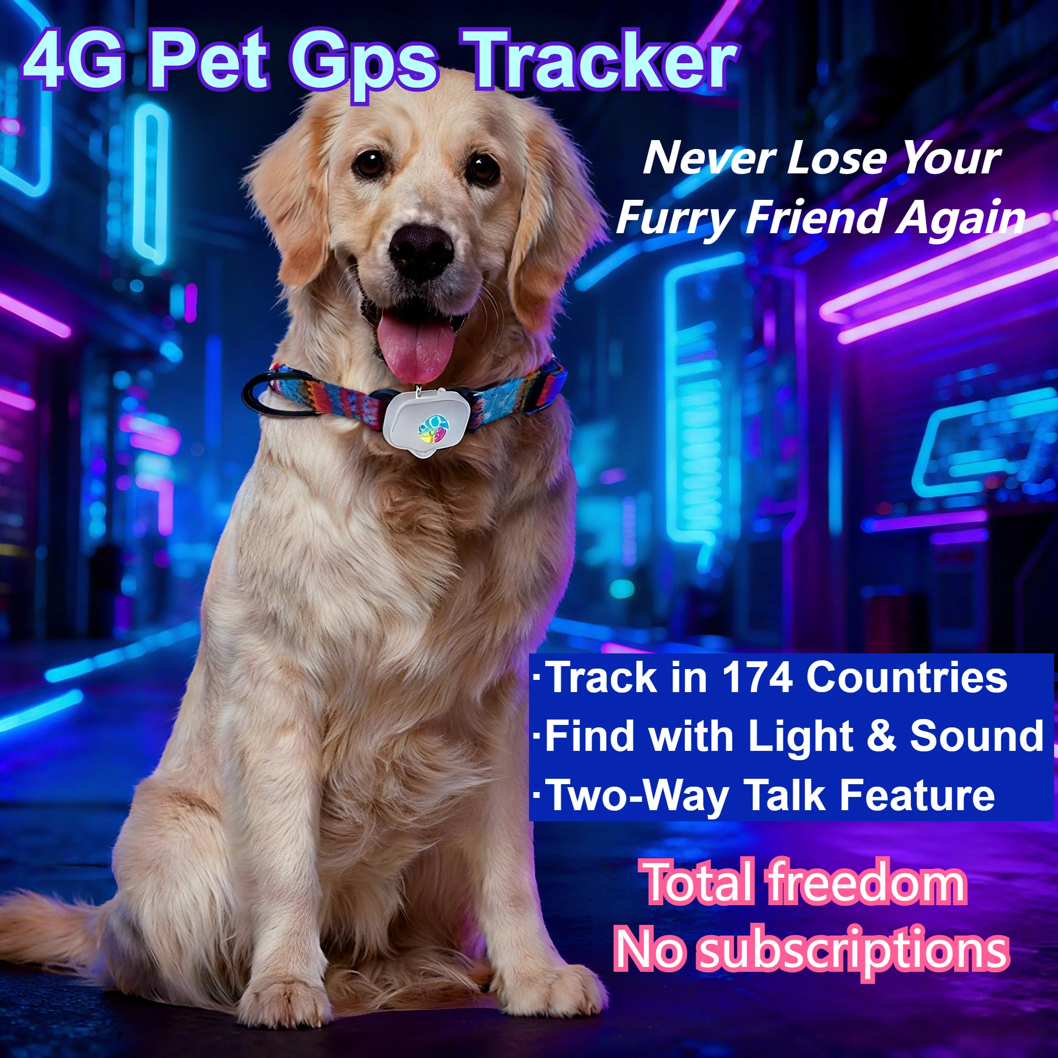 Dog GPS Tracker Smart Collar for Pets Dogs Cats No Monthly Fee No Subscription No Hidden Fees (4G) 1005009686529387