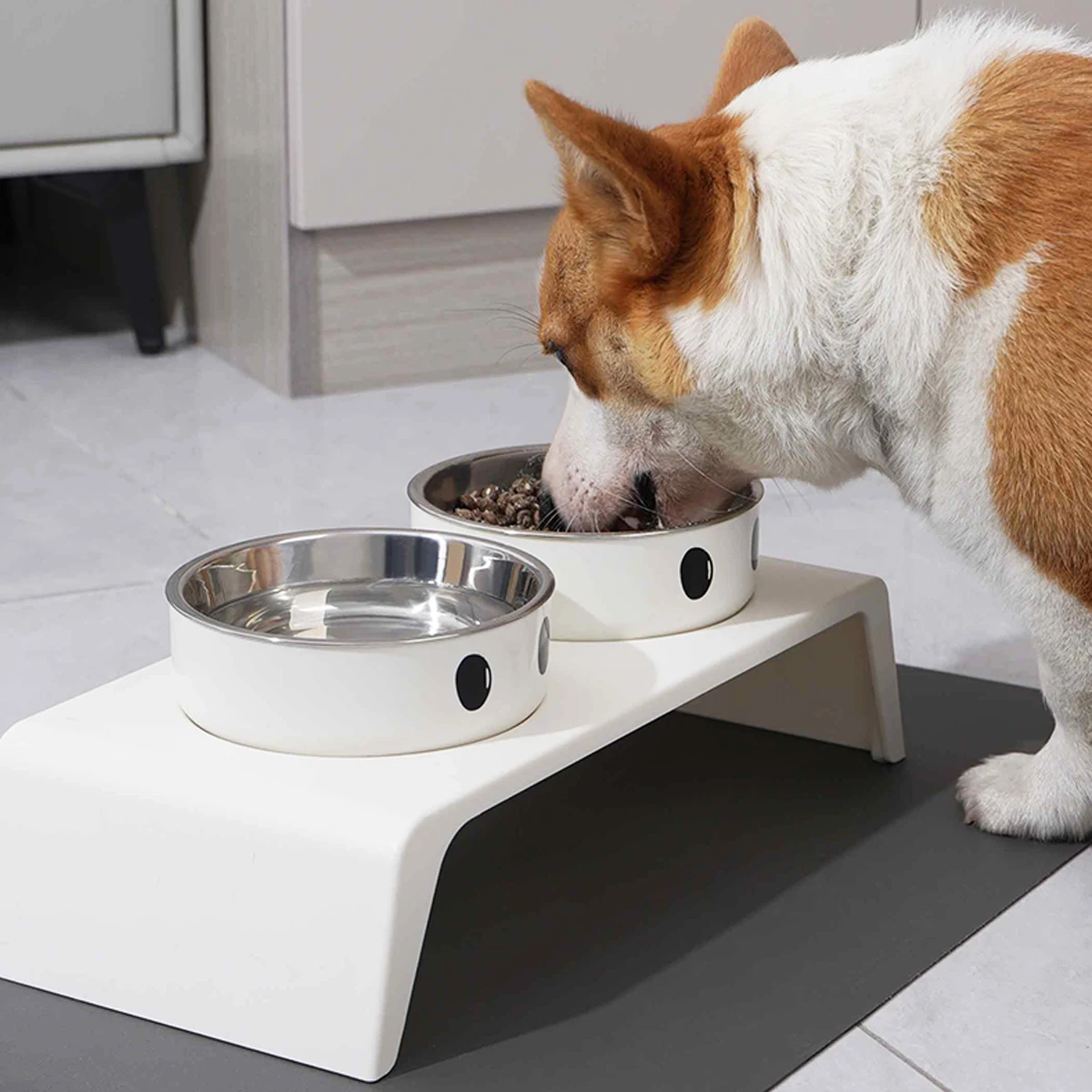 Elevated Pet Dog Feeder Bowls Raised Stand with Double Stainless Steel Food Water Bowls for Small 1005009717491080