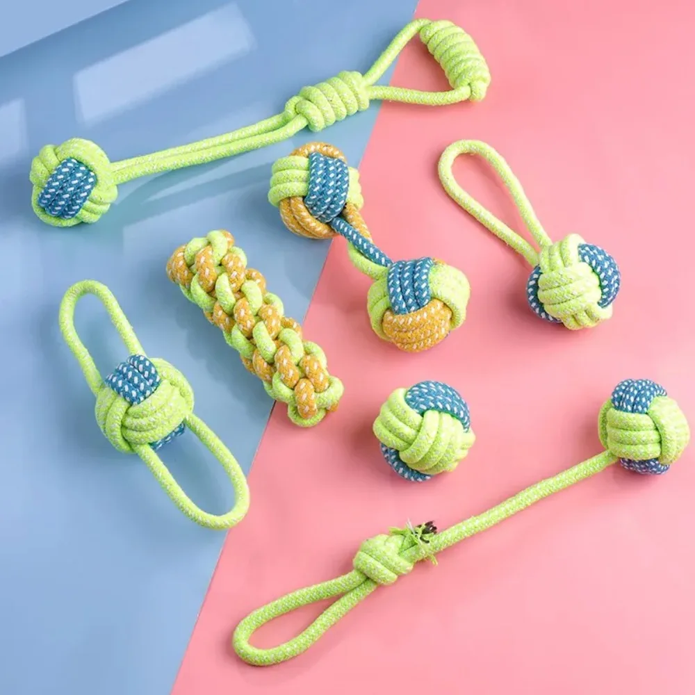 Dog Toy Rope Ball for Dogs Training Teeth Cleaning Tug Interactive Knot Resistant to Biting Molars 1005009719498205