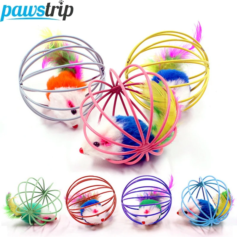 Cat Mouse in Cage Toy Interactive Cat Balls Toy Random Color Kitten Creative Playing Toys Cat (5 Pcs) 1005009731281101