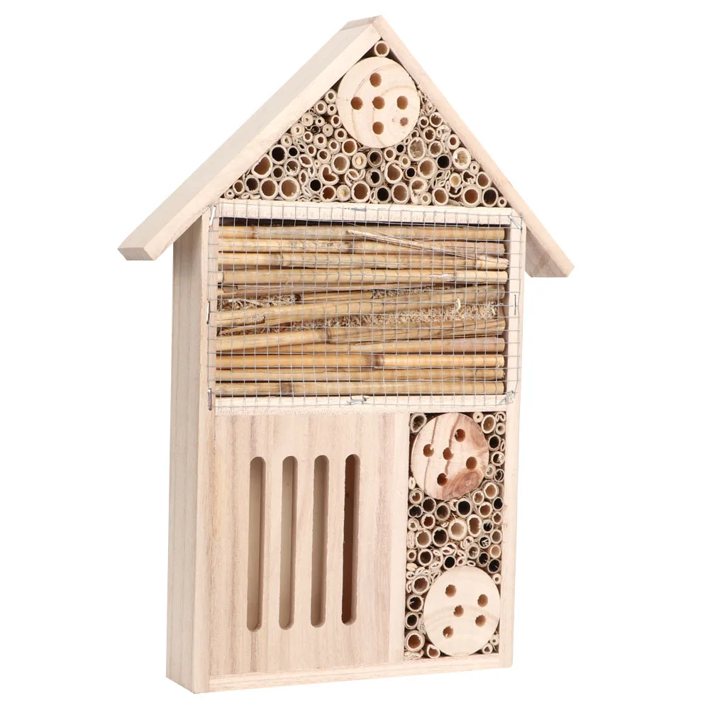 Outdoor Wooden Insect Bee House Wood Bug Room Shelter Nesting Box Decoration for Garden 1005009742714442
