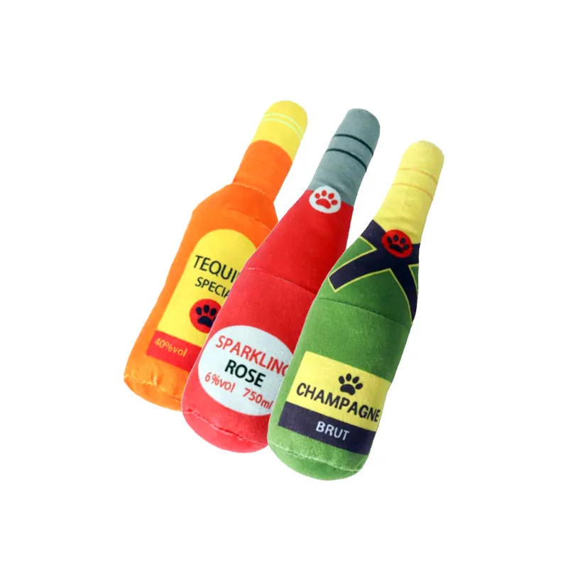 10PC/Lot Dog Plush Toys Funny Beer Bottle Squeaky Dog Toys Interactive Chew Sound Pet Toys Pet 1005009743253898