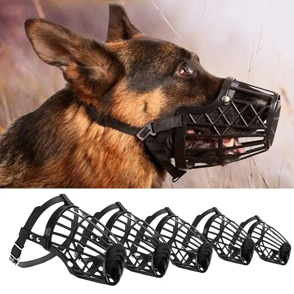 Soft Plastic and Leather Strong Dog Muzzle Basket Design Anti-Biting Adjusting Straps Mask Dog 1005009743875000