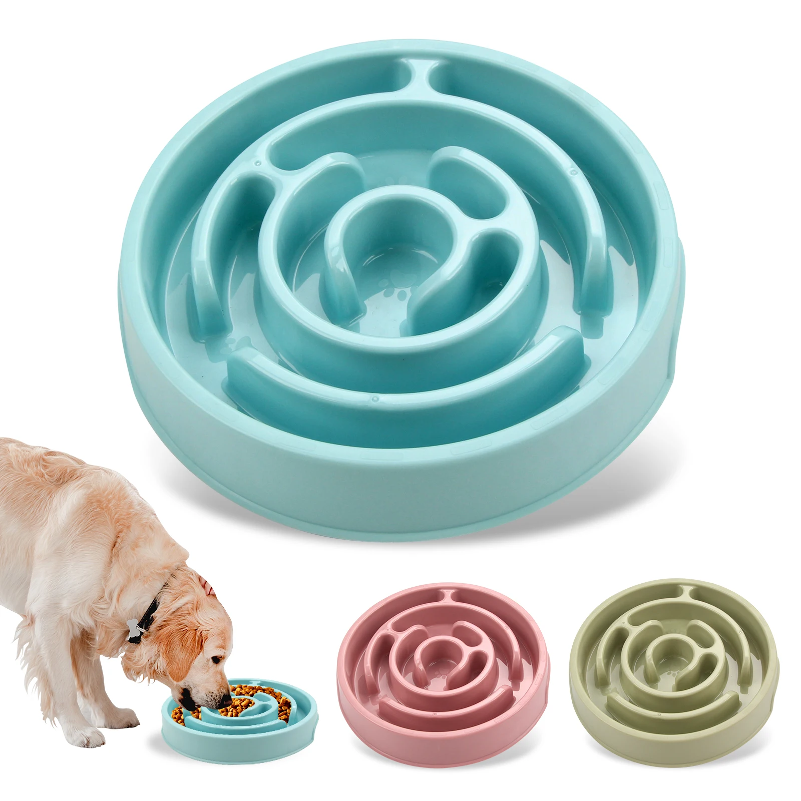 Pet Dog Slow Feeder Bowl Eco Fun Non Slip Anti-Gulping Slower Food Feeding Dishes for Small Medium 1005009747921754