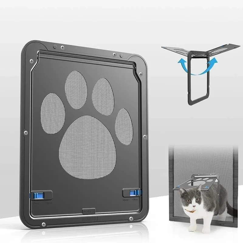 Pet Gate Cat Door Safe Lockable Magnetic Screen Outdoor Dogs Cats Window House Enter Freely Fashion 1005009762229640