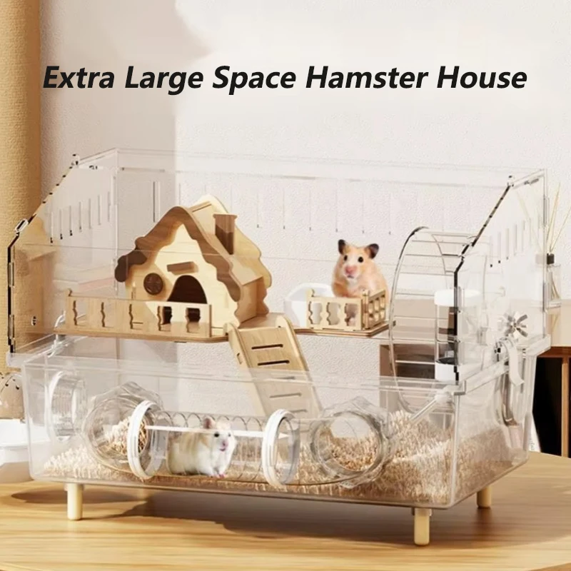 Hamster Cage for Hamster Spacious Clear Acrylic Rodent Home with Accessories Gerbil Mouse Habitat 1005009767855211
