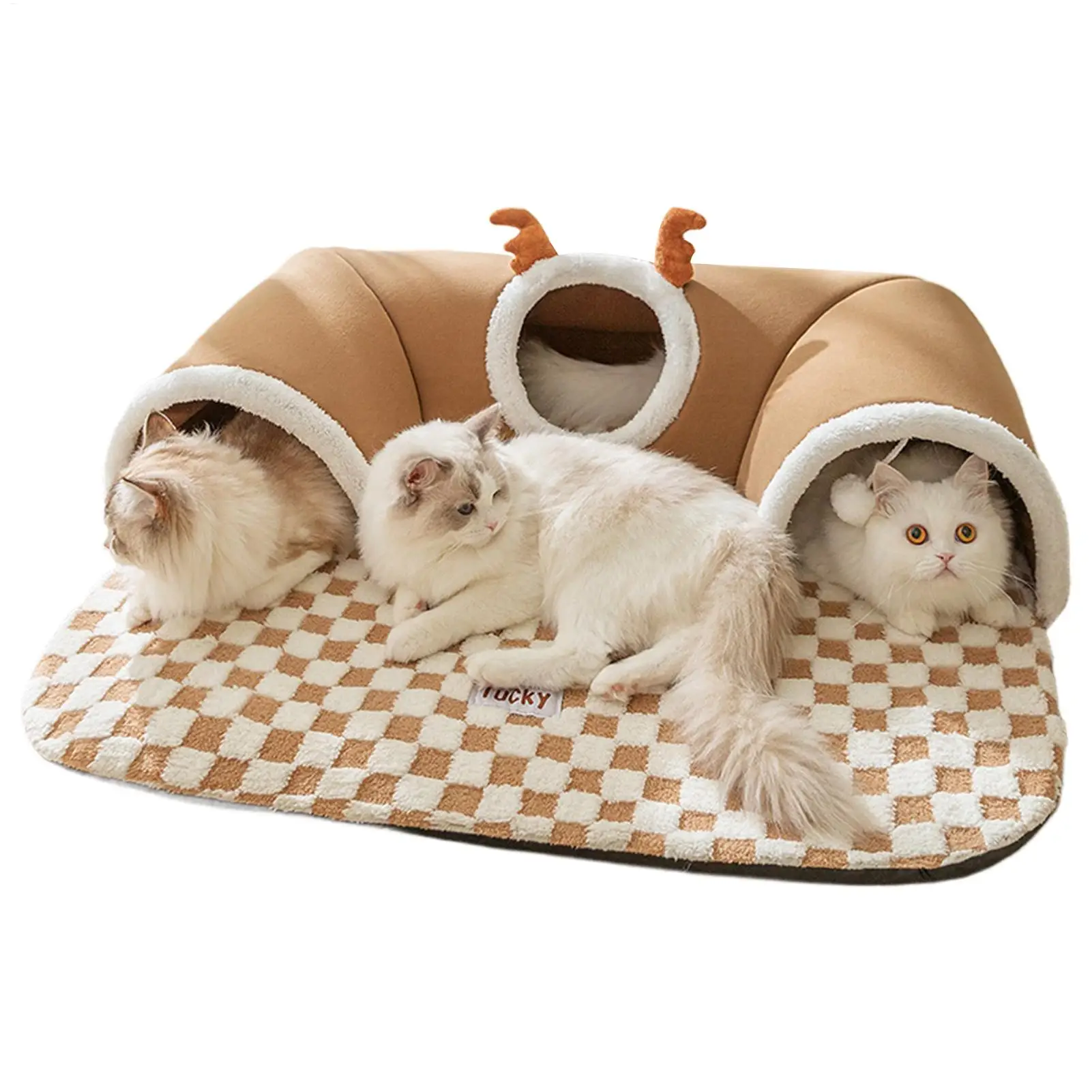 Cat Bed Tunnel Cat Play Tunnel Warm Shelter Tent House Indoor Warm Plush Cat Tunnel Play 1005009785376851