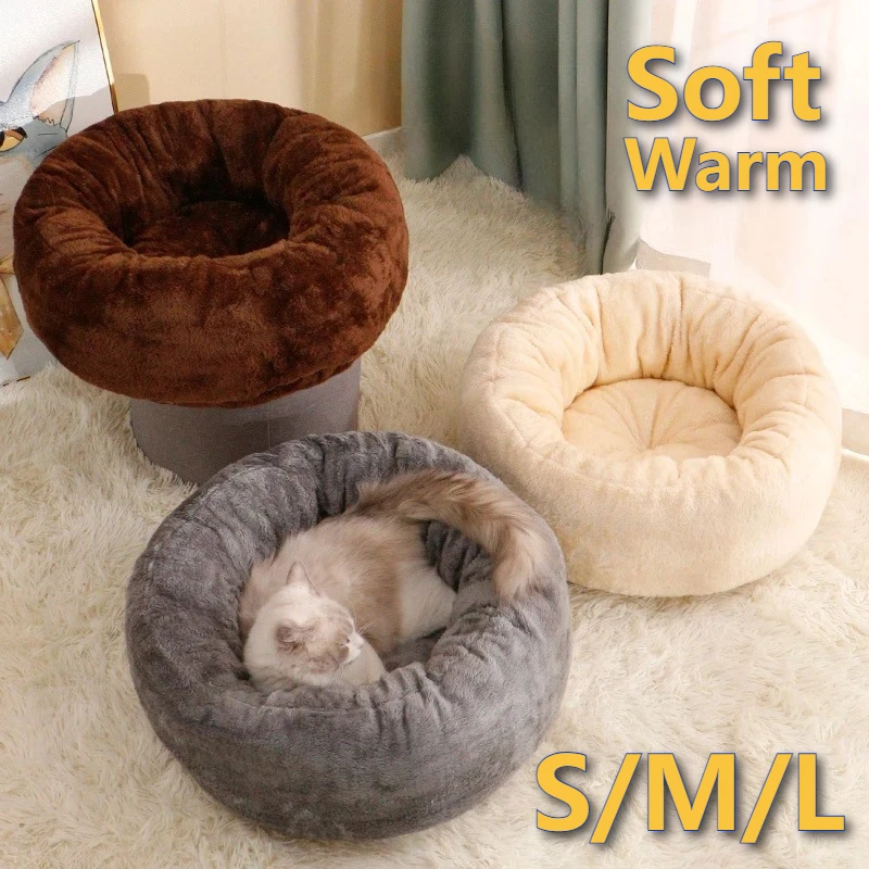 Cats Bed Mats Dogs Sofa Flannel Round Cat Nest All Seasons Winter Warm Breathable for Small Medium 1005009787791916
