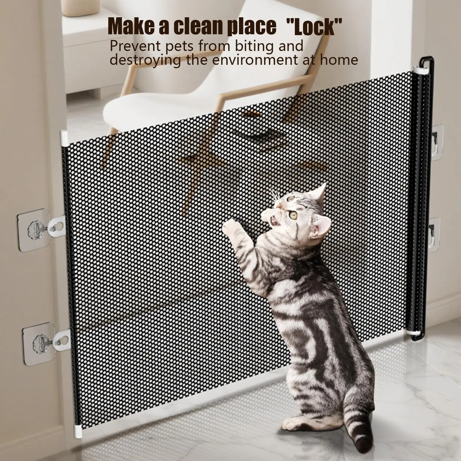 Pet Dogs Barrier Fences Childproof Baby Isolated Network Stairs Gate Telescopic Breathable Mesh 1005009817735329