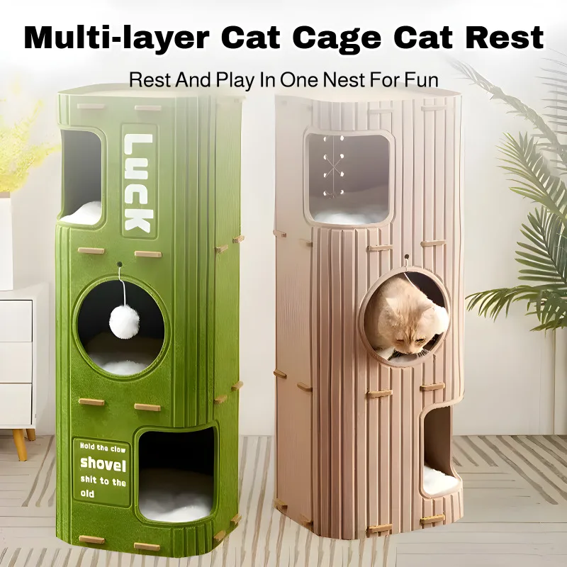 Multi-Layer Cat Bed Closed Safety Cat Nest Wear-Resistant Felt Cat Climbing Frame Indoor Integrated 1005009820298968