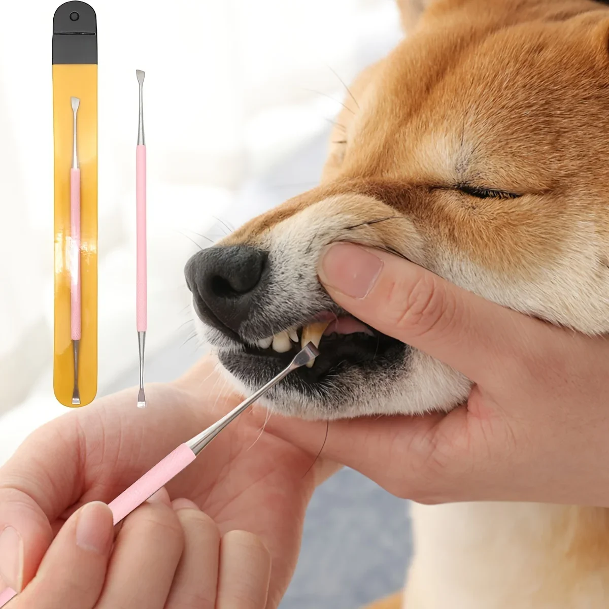 Pet Teeth Cleaning Hoe Shaped Tooth Cleaner Pink Oral Cleaning Tool (1PC) 1005009820513085