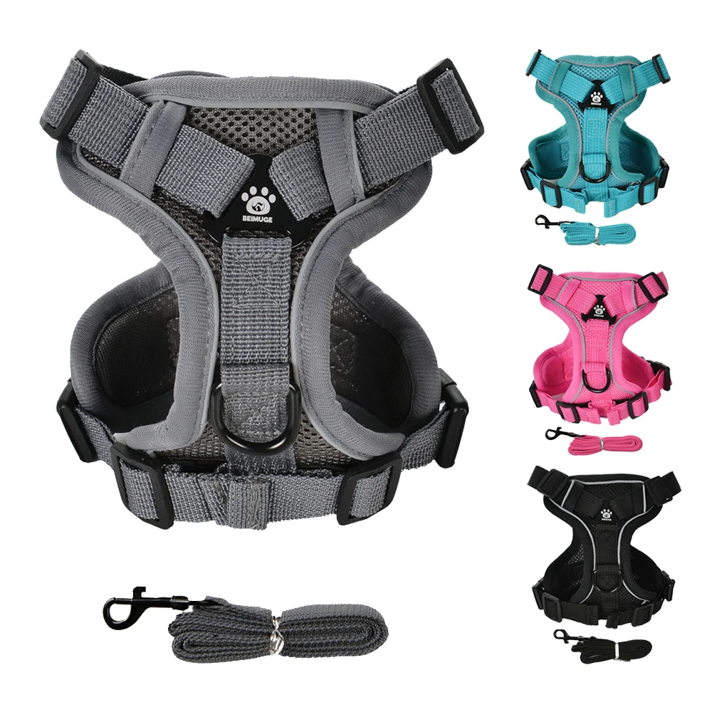 Breathable Dog Harness and Leash Set Tactical Reflective Puppy Vest Harness for Small Medium Dogs 1005009821835602