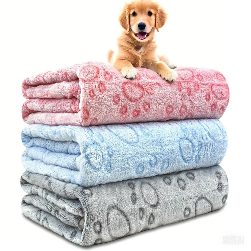 Ultra-Soft Paw Print Dog Blankets, Machine Washable (1pcs) 1005009826420490