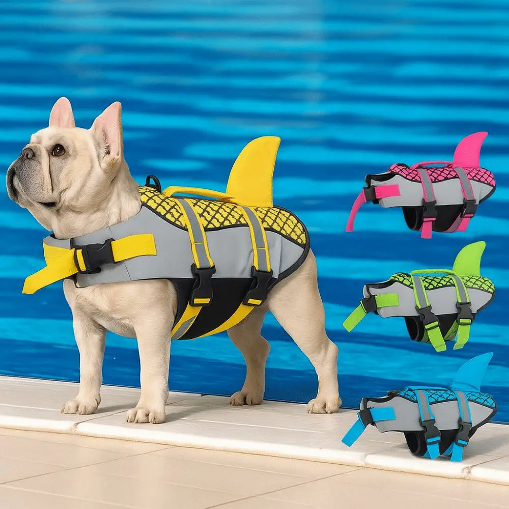 Reflective Shark Dog Life Jacket Enhanced Buoyancy Anti-Crack Dogs Swimming Clothes Waterproof 1005009826475418