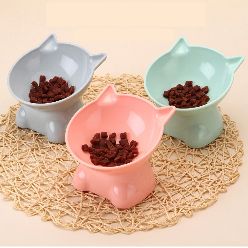 Cute Cat Bowl Tilted High-Legged Cat Eating Bowl Cat Food Bowl Black Water 1005009843697568