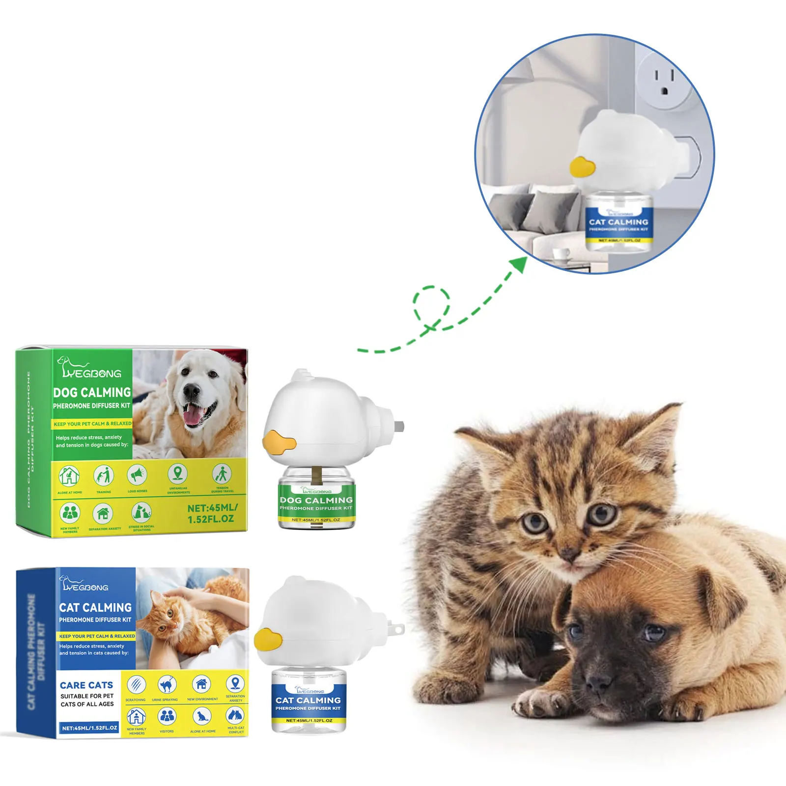 Pet Pheromones Calming Diffuser for Cats and Dogs Relaxing Emotion Relief Soothing Pheromone 1005009844617916