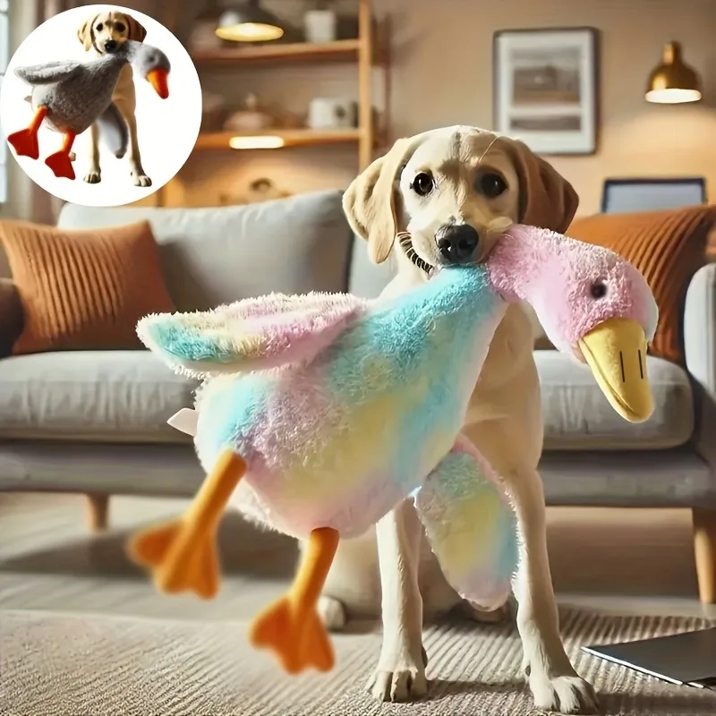 Soft Colorful Duck Plush Toy for Cats Dogs Relax Pet Companion Anxiety-Relieving Dog Buddy (50cm) 1005009852652858