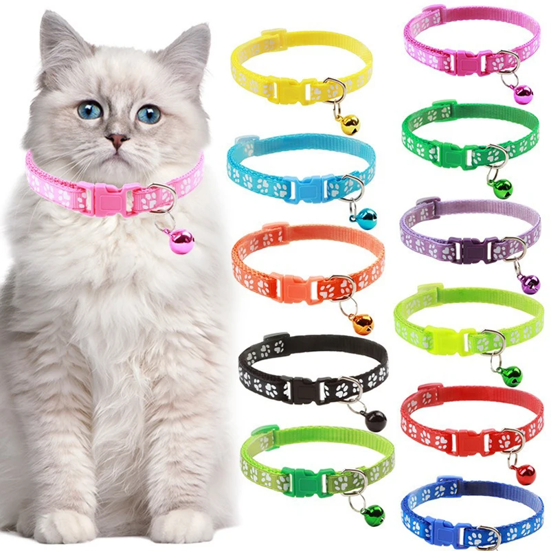 Hot Pet Cat Bell Collar Dog Print Cat Collar Multi-Color Optional Necklace Ring Cat Rope Collar Pet 1005009854503119