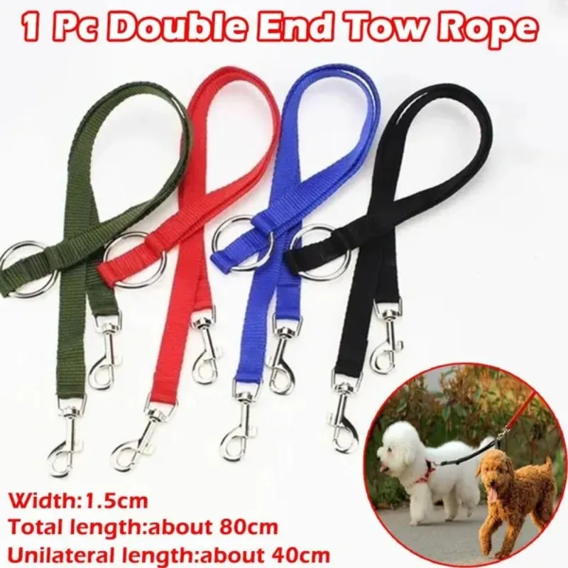 Double End Tow Rope Nylon Leashes Pet Dog Lead Double Leash with Clip for Collar Two Pet Dogs (1Pc) 1005009881307504