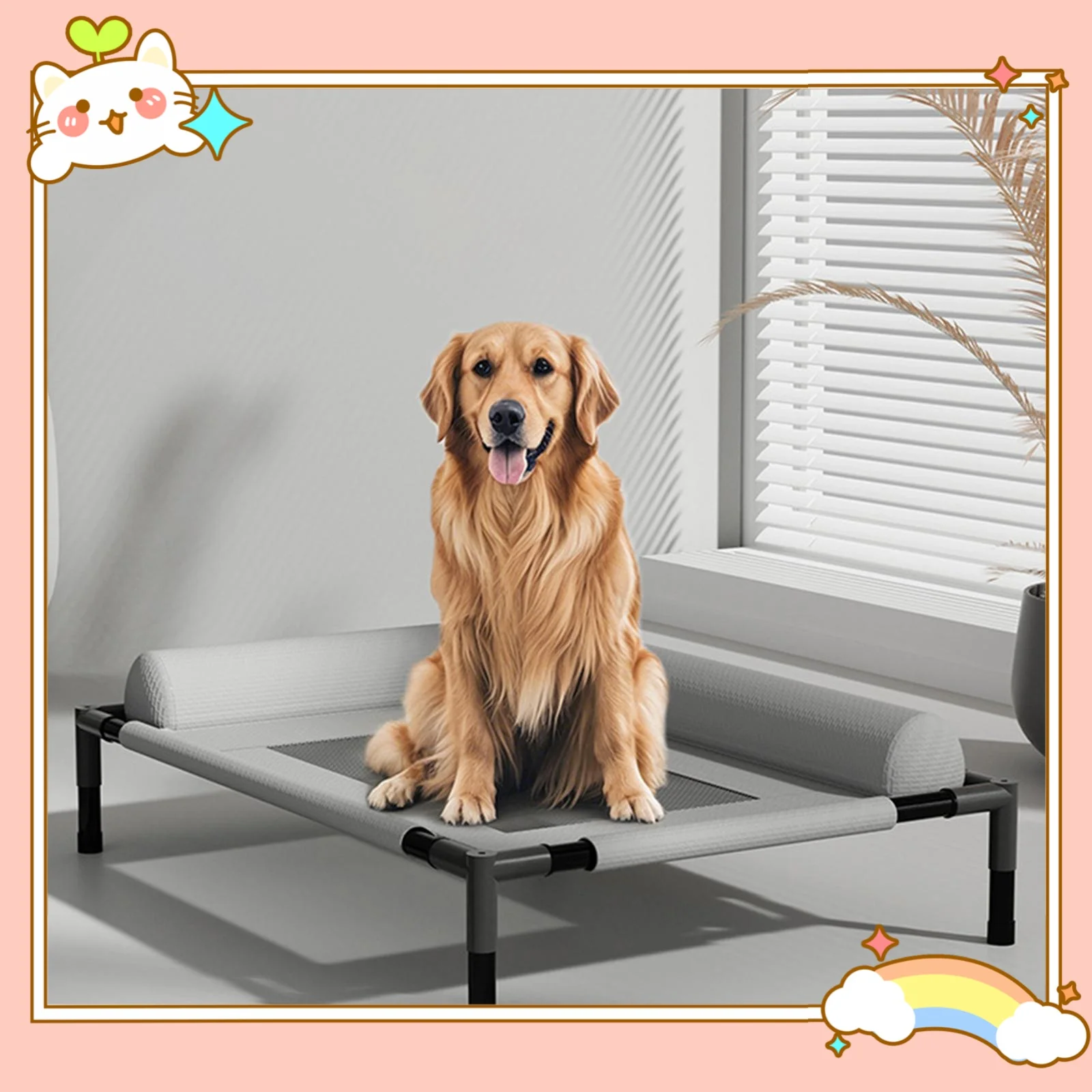 Elevated Cooling Dog Bed Portable Washable Hammock Cat for Cats Dogs with Breathable Mesh Cot 1005009886843202