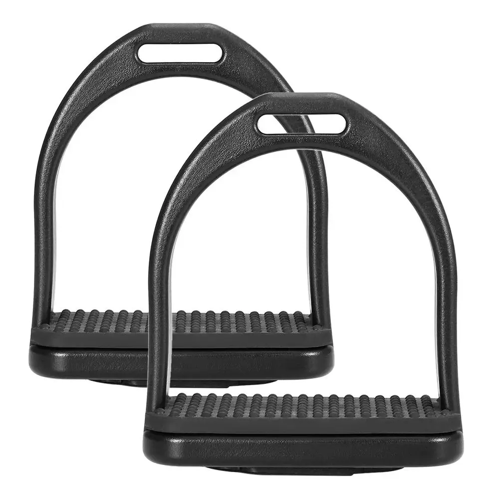 1Pair POM Western Horse Stirrups Black High Strength Nonslip Saddle with Non-Slip Rubber Pad S/L 1005009888194119