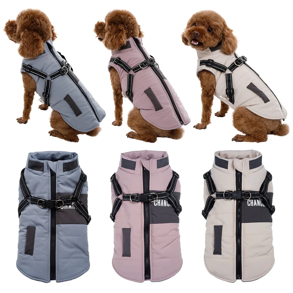Pet Dog Wind Breaker with Dual D Leash Vest Dog Jacket Warm Dog Hoodie Clothes 1005009888744810
