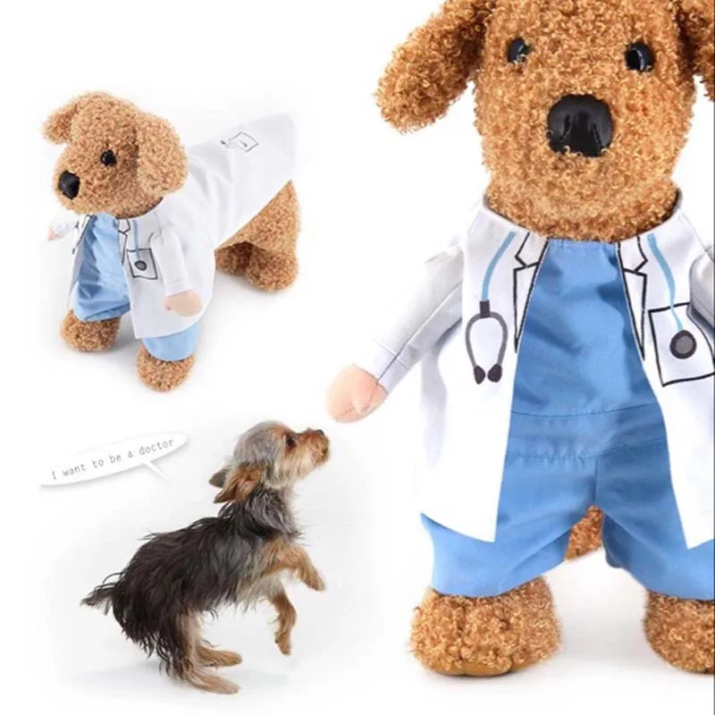 Pet Clothes Cat Dog Cosplay Doctors Costume Puppy White Gown Funny Coat Party Dress for Small Pets 1005009889468474