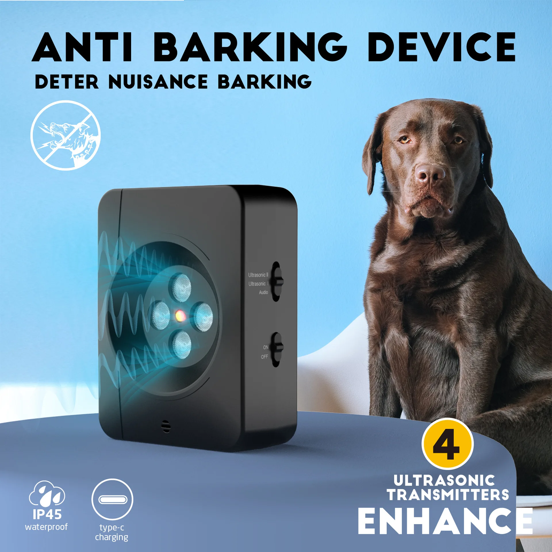 Automatic Anti Barking Device Outdoor Stop Barking Rechargeable Ultrasonic Dog Repeller Dog 1005009907378613