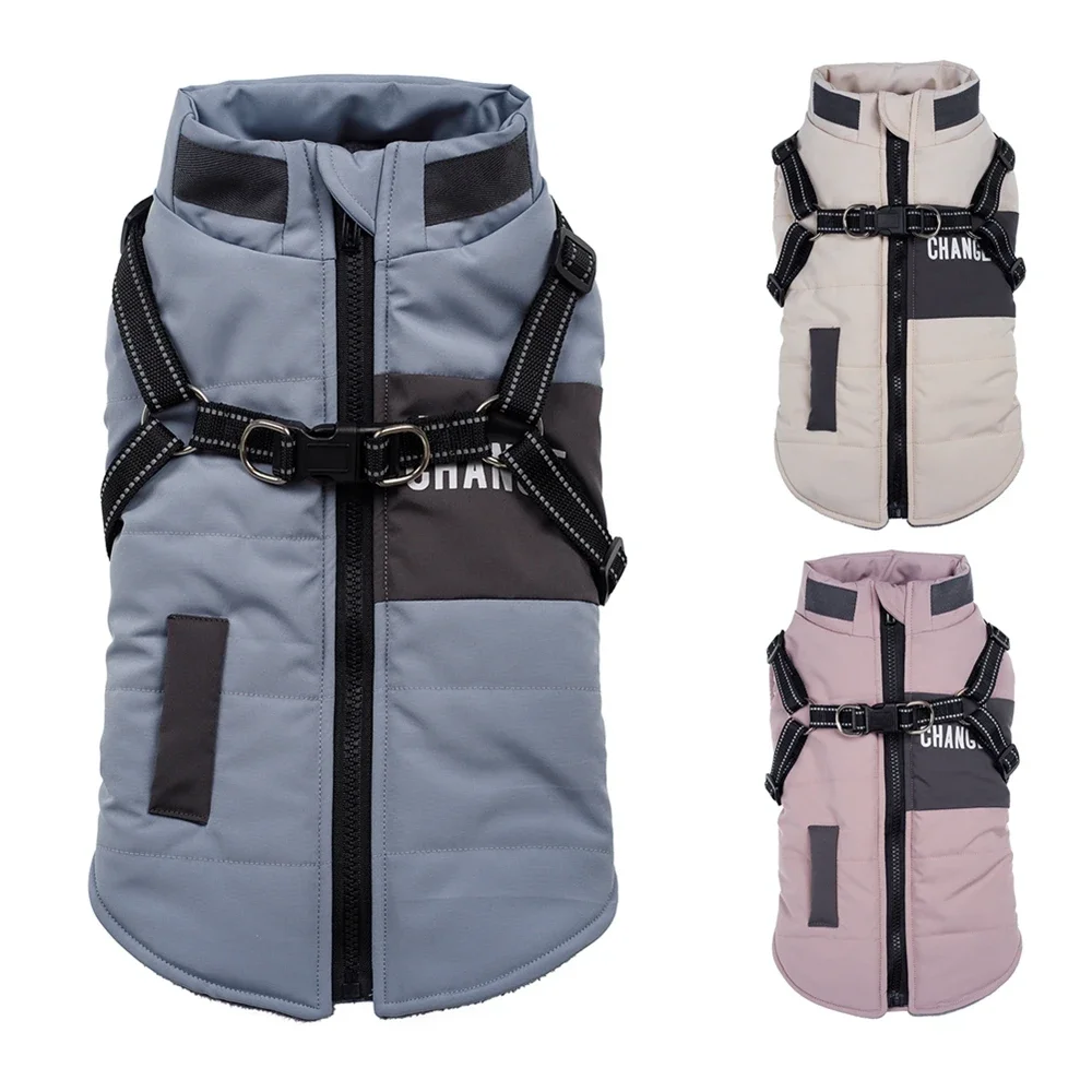 Dog Coats Wind Breaker with Dual D Leash Vest Dog Jacket Warm Dog Hoodie Clothes 1005009911693057