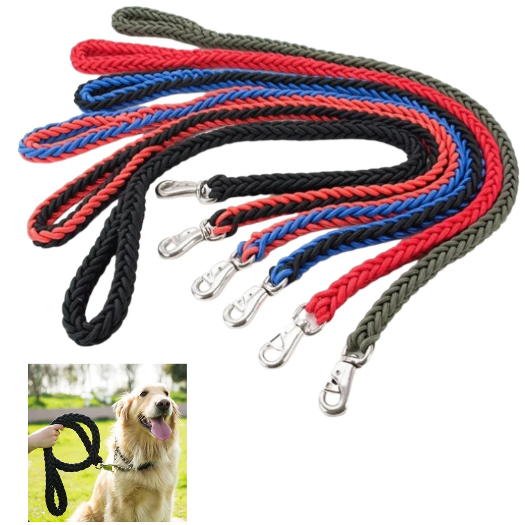 Durable Nylon Braided Large Dog Leash Traction Rope for Bulldog Rottweiler Hound Pets Walking Thick 1005009913677062