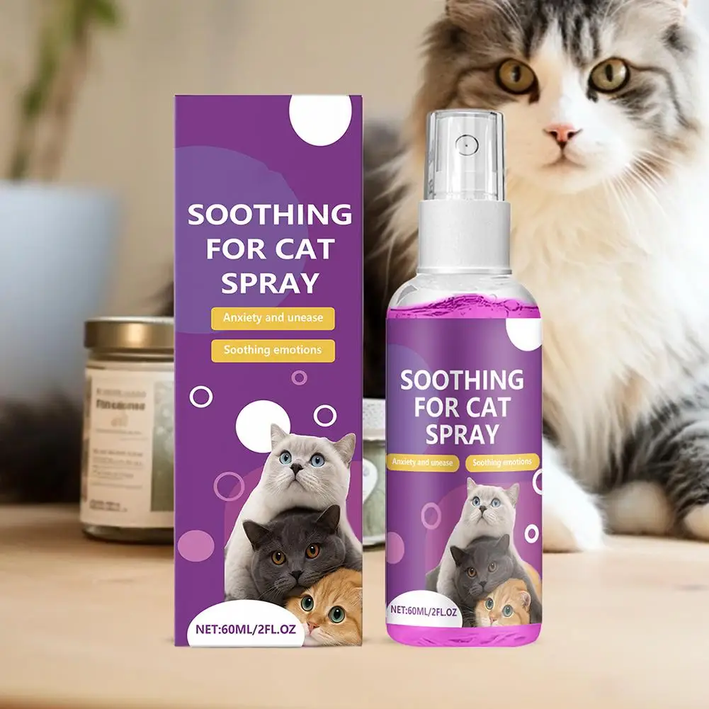 Pet Calming Spray Pheromone Cat Emotional Soothing Improve Estrus Agitation Anxiety Relief (60ml) 1005009920676998