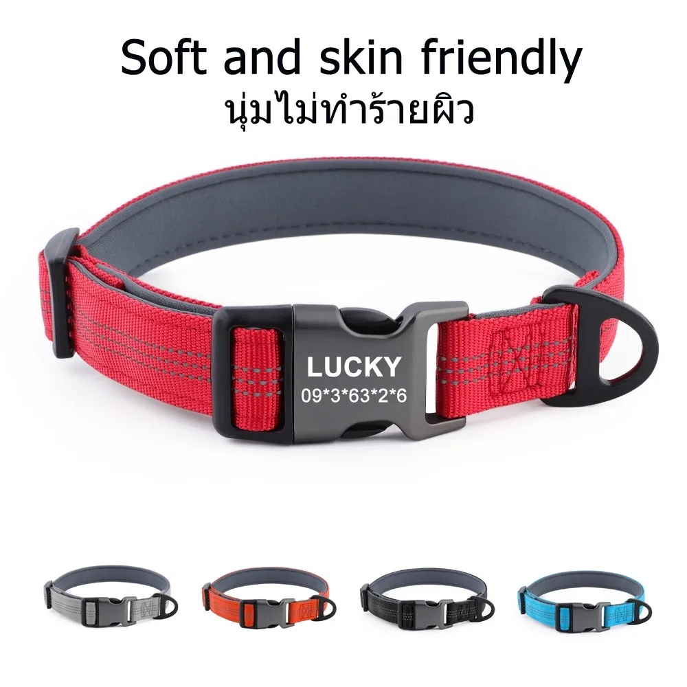 Customizable Pet Name Collar Adjustable Large Dog Leash Small Medium Dog Reflective Collar 1005009926009518
